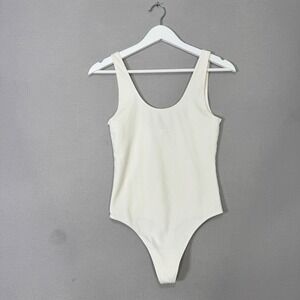 Wilfred Free Bodysuit Womens M White Tank Top Scoop Neck Minimalist Quiet Luxury
